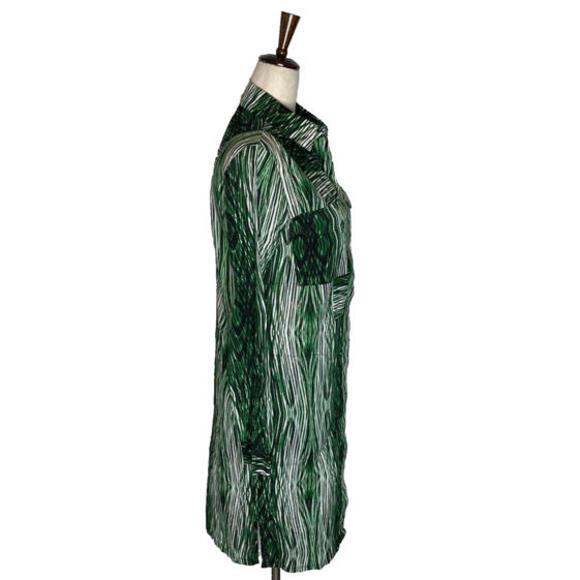 Derek Lam For Design Nation Cotton Shirt Dress Long Sleeve Woodgrain Green XS - Picture 5 of 8